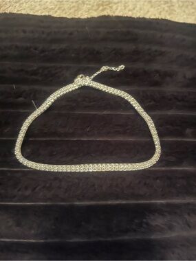 Dazzling Rhinestone Tennis Necklace in Silver Tone